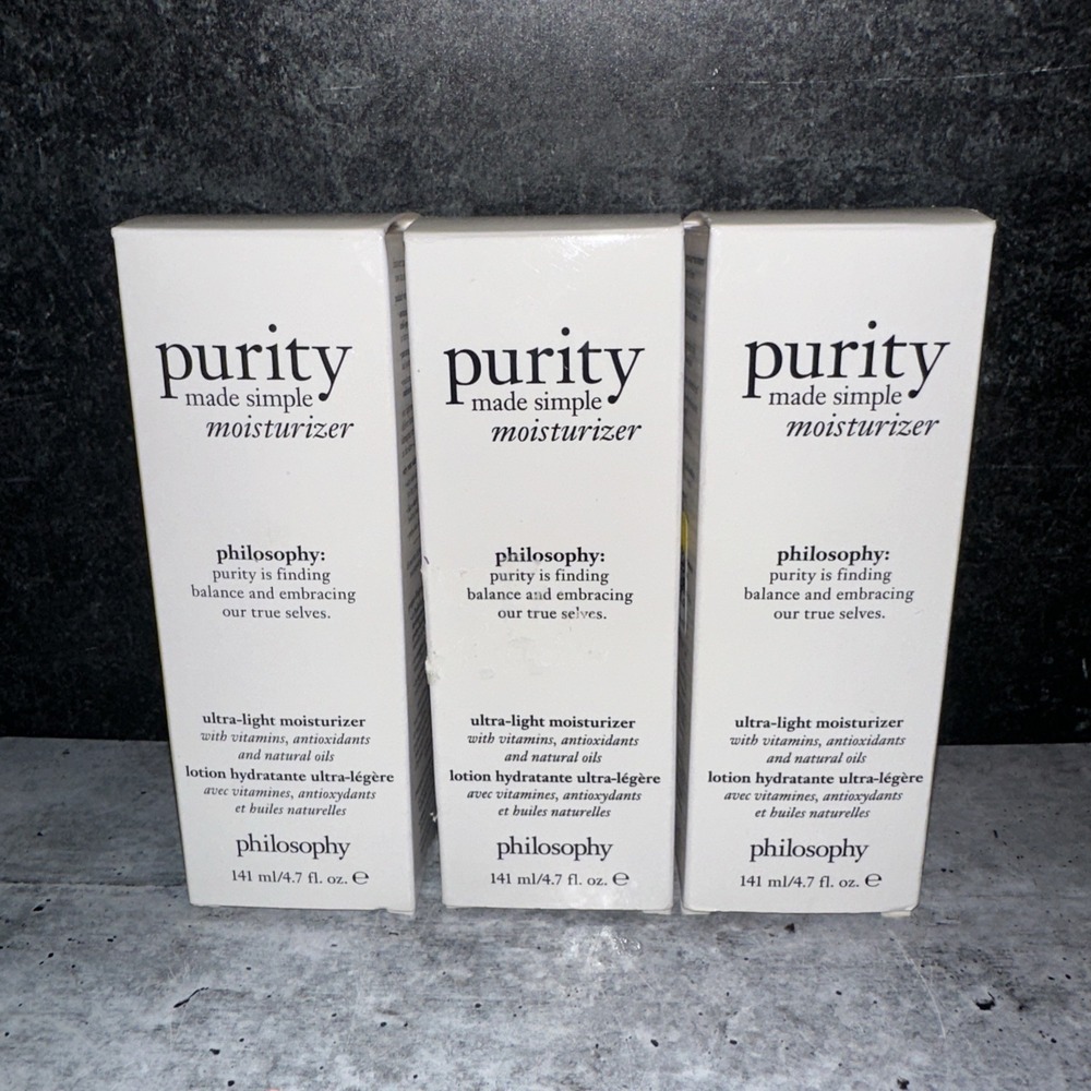 3 Lot Philosophy Purity Made Simple Ultra Light Moisturizer 4.7 oz NEW